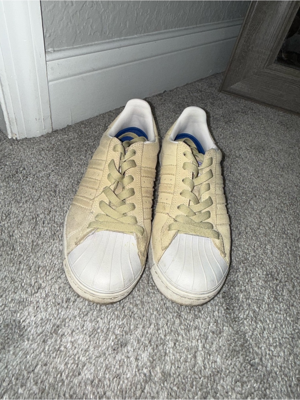 adidas Cream Suede Sneakers with White Shell Toe